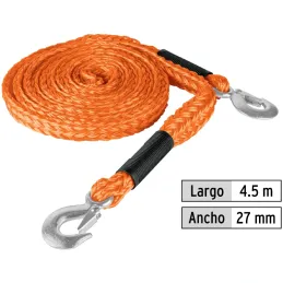Cuerda Soga para Remolque 4.5m x27mm con Gancho 2000kg, Truper CREM-7/8X45 18346 Truper-Cuerda Soga para Remolque 4.5m x27mm con