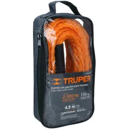 Cuerda Soga para Remolque 4.5m x27mm con Gancho 2000kg, Truper CREM-7/8X45 18346 Truper-Cuerda Soga para Remolque 4.5m x27mm con
