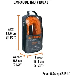 Cuerda Soga para Remolque 4.5m x27mm con Gancho 2000kg, Truper CREM-7/8X45 18346 Truper-Cuerda Soga para Remolque 4.5m x27mm con