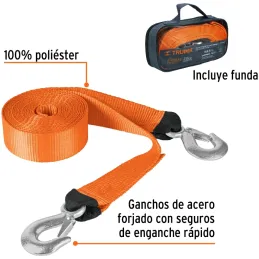 Correa para Remolque 5.8m x48mm con Gancho 2000kg, Truper CREM-2X58C 18344 Truper-Correa para Remolque 5.8m x48mm con Gancho 200