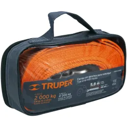 Correa para Remolque 5.8m x48mm con Gancho 2000kg, Truper CREM-2X58C 18344 Truper-Correa para Remolque 5.8m x48mm con Gancho 200
