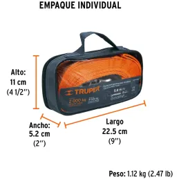 Correa para Remolque 5.8m x48mm con Gancho 2000kg, Truper CREM-2X58C 18344 Truper-Correa para Remolque 5.8m x48mm con Gancho 200