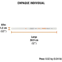 Hoja de Sierra 12" DDP18, Segueta Bimetalica acero M42 para Arco de Sierra, SBI-18 18100 Truper Truper-Hoja de Sierra 12" DDP18,