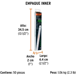 Hoja de Sierra 12" DDP18, Segueta Bimetalica acero M42 para Arco de Sierra, SBI-18 18100 Truper Truper-Hoja de Sierra 12" DDP18,