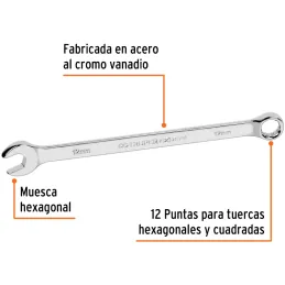 Llaves Boca Mixta 12mm Combinada CrVanadio ELarga Truper 15616 Truper-Llaves Boca Mixta 12mm Combinada CrVanadio ELarga Truper 1