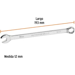 Llaves Boca Mixta 12mm Combinada CrVanadio ELarga Truper 15616 Truper-Llaves Boca Mixta 12mm Combinada CrVanadio ELarga Truper 1