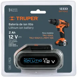 Bateria Ion Litio 12V Para Taladro TALI-12A2-2, BAT-12A2 12333 Truper Truper-Bateria Ion Litio 12V Para Taladro TALI-12A2-2, BAT