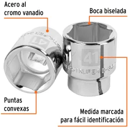 Dados 41mm E3/4 Hexagonales CrVanadio, Truper 14993 Truper-Dados 41mm E3/4 Hexagonales CrVanadio, Truper 14993 Fabricado en acer