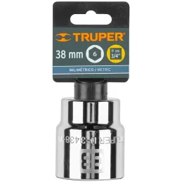 Dados 38mm E3/4 Hexagonales CrVanadio, Truper 14989 Truper-Dados 38mm E3/4 Hexagonales CrVanadio, Truper 14989 Fabricado en acer