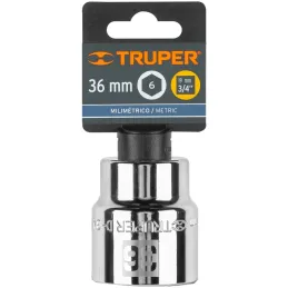 Dados 36mm E3/4 Hexagonales CrVanadio, Truper 14987 Truper-Dados 36mm E3/4 Hexagonales CrVanadio, Truper 14987 Fabricado en acer