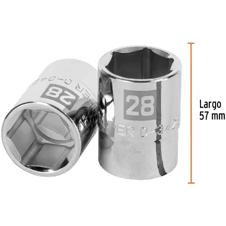 Dados 28mm E3/4 Hexagonales CrVanadio, Truper 14977 Truper-Dados 28mm E3/4 Hexagonales CrVanadio, Truper 14977 Fabricado en acer