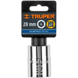 Dados 28mm E3/4 Hexagonales CrVanadio, Truper 14977 Truper-Dados 28mm E3/4 Hexagonales CrVanadio, Truper 14977 Fabricado en acer