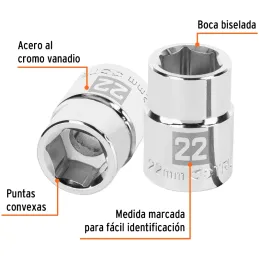 Dados 22mm E3/4 Hexagonales CrVanadio, Truper 14969 Truper-Dados 22mm E3/4 Hexagonales CrVanadio, Truper 14969 Fabricado en acer