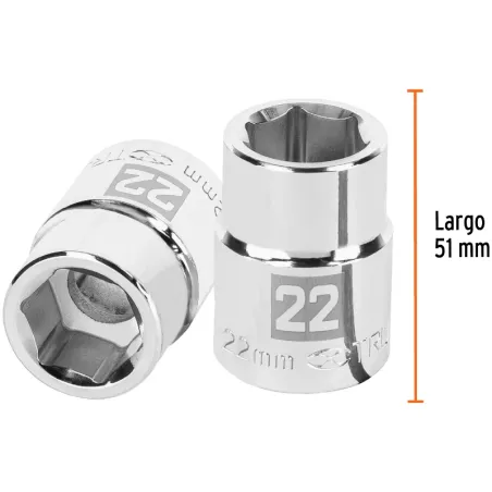 Dados 22mm E3/4 Hexagonales CrVanadio, Truper 14969 Truper-Dados 22mm E3/4 Hexagonales CrVanadio, Truper 14969 Fabricado en acer