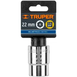 Dados 22mm E3/4 Hexagonales CrVanadio, Truper 14969 Truper-Dados 22mm E3/4 Hexagonales CrVanadio, Truper 14969 Fabricado en acer