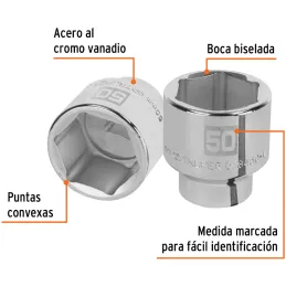 Dados 50mm E3/4 Hexagonales CrVanadio, Truper 14997 Truper-Dados 50mm E3/4 Hexagonales CrVanadio, Truper 14997 Fabricados en ace