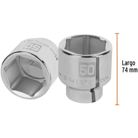 Dados 50mm E3/4 Hexagonales CrVanadio, Truper 14997 Truper-Dados 50mm E3/4 Hexagonales CrVanadio, Truper 14997 Fabricados en ace