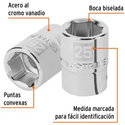 Dados 25mm E3/4 Hexagonales CrVanadio, Truper 14973 Truper-Dados 25mm E3/4 Hexagonales CrVanadio, Truper 14973 Fabricado en acer