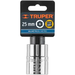 Dados 25mm E3/4 Hexagonales CrVanadio, Truper 14973 Truper-Dados 25mm E3/4 Hexagonales CrVanadio, Truper 14973 Fabricado en acer