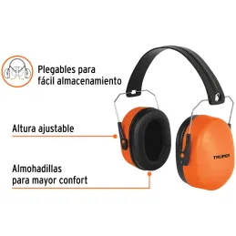 Protector Auditivo con Orejera Plegable, con almohadilla para mayor confort, Reduccion de Ruido 23db, OAJ-X 14007 Truper Truper-