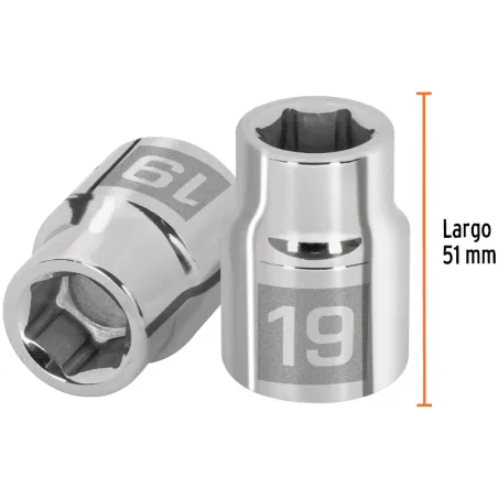 Dados 19mm E3/4 Hexagonales CrVanadio, Truper 14965 Truper-Dados 19mm E3/4 Hexagonales CrVanadio, Truper 14965 Fabricado en acer