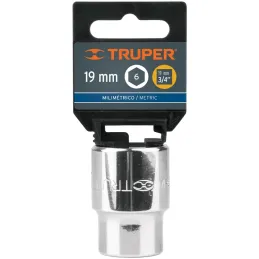 Dados 19mm E3/4 Hexagonales CrVanadio, Truper 14965 Truper-Dados 19mm E3/4 Hexagonales CrVanadio, Truper 14965 Fabricado en acer