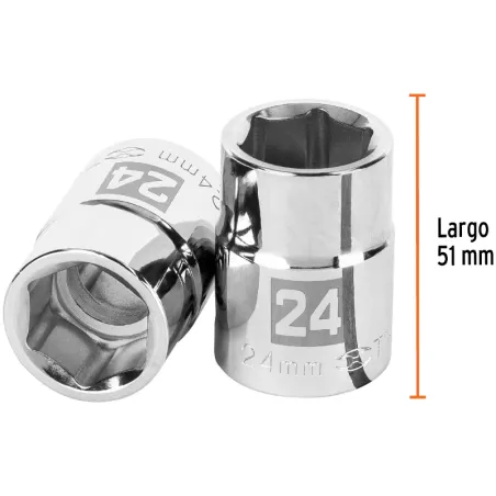 Dados 24mm E3/4 Hexagonales CrVanadio, Truper 14971 Truper-Dados 24mm E3/4 Hexagonales CrVanadio, Truper 14971 Fabricado en acer