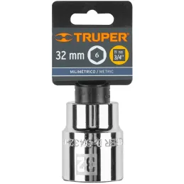Dados 32mm E3/4 Hexagonales CrVanadio, Truper 14981 Truper-Dados 32mm E3/4 Hexagonales CrVanadio, Truper 14981 Fabricado en acer