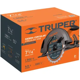 Sierra Circular Truper Profesional 1500W 5500RPM Incluye Disco 24D, SICI-7-1/4A3-2 11005 Truper Truper-Sierra Circular Truper Pr