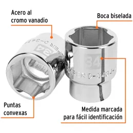 Dados 34mm E3/4 Hexagonales CrVanadio, Truper 14985 Truper-Dados 34mm E3/4 Hexagonales CrVanadio, Truper 14985 Fabricado en acer
