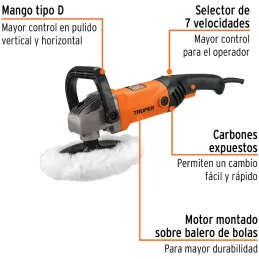 Pulidora 7" 1200W VV 600-3000RPM con ccesorios Truper 16713 Truper-Pulidora 7" 1200W VV 600-3000RPM con ccesorios Truper 16713 M