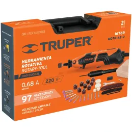 Amoladora Recta Rectificadora Mini Collet 1/8" Rotativa Moto Tool con Kit Truper 16769 Truper-Amoladora Recta Rectificadora Mini