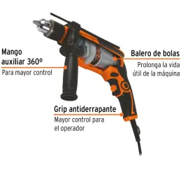 Taladros Percutores 1/2" 700W 3000RPM 44800GPM Velocidad Reversible, ROTO-1/2A8-2 15347 Truper Truper-Taladros Percutores 1/2" 7