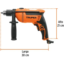 Taladros Percutores 1/2" 700W 3000RPM 44800GPM Velocidad Reversible, ROTO-1/2A8-2 15347 Truper Truper-Taladros Percutores 1/2" 7