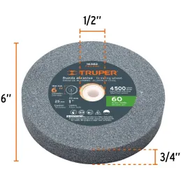 Amoladora Esmeriladora de Banco 6" 370W 1/2HP 3500RPM, Incluye 2 Piedras, EBA-650-260 16142 Truper Truper-Amoladora Esmeriladora