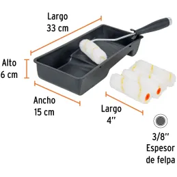 kit para Pintar 7 Piezas, Bandeja 4" 5 Mini Rodillo en Nylon y Maneral, KIT-ROPI-420N 15023 Truper Truper-kit para Pintar 7 Piez