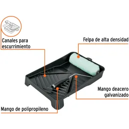 kit para Pintar 3 Piezas, Bandeja 9" Rodillo y Maneral, KIT-ROPI-915 13843 Truper Truper-kit para Pintar 3 Piezas, Bandeja 9" Ro