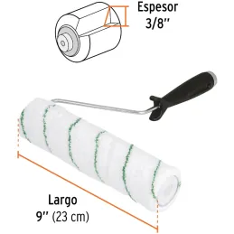 Rodillo para Pintar 9" Superficie Lisas Diametro 37.8mm Espesor 9.5mm en Microfibra, ROPI-910M 13894 Truper Truper-Rodillo para 