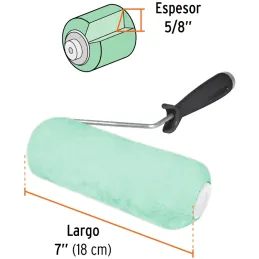 Rodillo para Pintar 7" Superficie Poca rugosas Diametro 37.8mm Espesor 15mm, ROPI-715 13880 Truper Truper-Rodillo para Pintar 7"