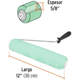 Rodillo para Pintar 12" Superficie Poca rugosas Diametro 37.8mm Espesor 15mm, ROPI-1215 13881 Truper Truper-Rodillo para Pintar 