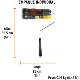 Rodillo para Pintar 9" Superficie rugosas Diametro 37.8mm Espesor 19mm, ROPI-920 13877 Truper Truper-Rodillo para Pintar 9" Supe