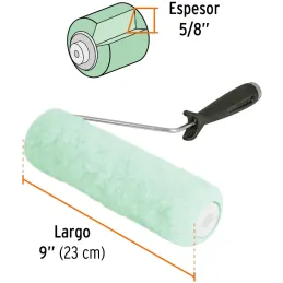Rodillo para Pintar 9" Superficie Poca rugosas Diametro 37.8mm Espesor 15mm, ROPI-915 13876 Truper Truper-Rodillo para Pintar 9"
