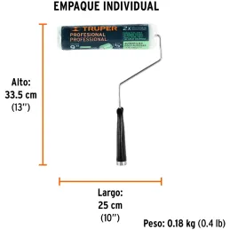 Rodillo para Pintar 9" Superficie Poca rugosas Diametro 37.8mm Espesor 15mm, ROPI-915 13876 Truper Truper-Rodillo para Pintar 9"
