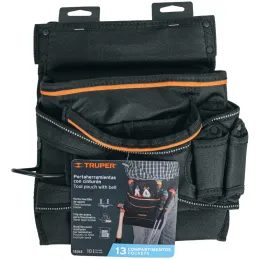 Portaherramientas 13 Compartimientos Poliester Forro PVC con cinturon, Truper 15313 Truper-Portaherramientas 13 Compartimientos 