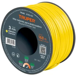 Hilo Redondo para desbrozadora 3mm x168M Carrete, HTR3-130 17645 Truper Truper-Hilo Redondo para desbrozadora 3mm x168M Carrete,