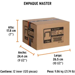 Grapas 3/8" Corona 29/64" Calibre 25 x1000u para Engrapadora ET-19 ET-21 ET-21P, ET-21-3/8 17982 Truper Truper-Grapas 3/8" Coron