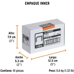 Grapas 1/4" Corona 29/64" Calibre 25 x1000u para Engrapadora ET-19 ET-21 ET-21P, ET-21-1/4 17970 Truper Truper-Grapas 1/4" Coron