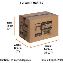 Grapas 1/4" Corona 29/64" Calibre 25 x1000u para Engrapadora ET-19 ET-21 ET-21P, ET-21-1/4 17970 Truper Truper-Grapas 1/4" Coron