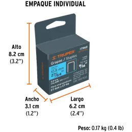Grapas 9/16" Corona 27/64" Calibre 24 para Engrapadora ET-50 ET-50X ET-50P, ET-50-9/16 17969 Truper Truper-Grapas 9/16" Corona 2