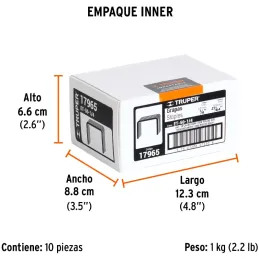 Grapas 1/4" Corona27/64" Calibre 24 para Engrapadora ET-50 ET-50X ET-50P, ET-50-1/4 17965 Truper Truper-Grapas 1/4" Corona27/64"